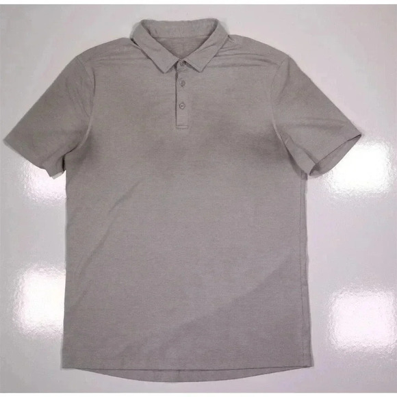Lululemon Light Gray Performance Tech Golf Polo Shirt Men's Small - Picture 2 of 6